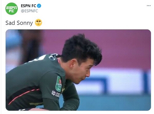 눈물 흘리는 손흥민[ESPN FC 트위터 캡처]